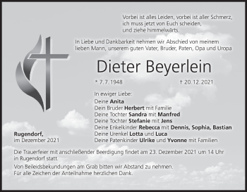 Anzeige von Dieter Beyerlein von MGO