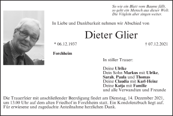 Anzeige von Dieter Glier von MGO