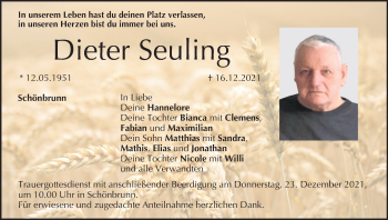 Anzeige von Dieter Seuling von MGO