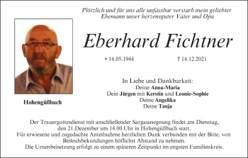 Anzeige von Eberhard Fichtner von MGO