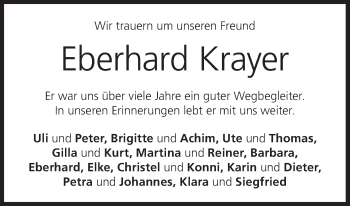Anzeige von Eberhard Krayer von MGO