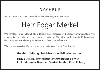 Anzeige von Edgar Merkel von MGO