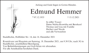 Anzeige von Edmund Hemmer von MGO