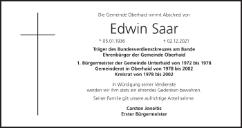 Anzeige von Edwin Saar von MGO