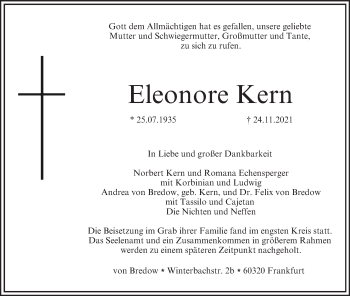 Anzeige von Eleonore Kern von MGO