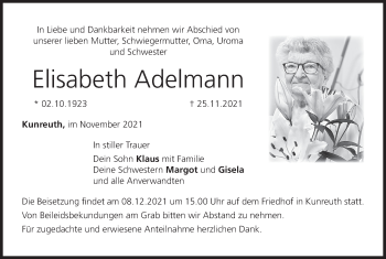 Anzeige von Elisabeth Adelmann von MGO