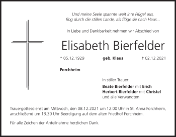 Anzeige von Elisabeth Bierfelder von MGO
