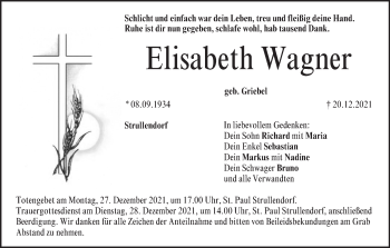 Anzeige von Elisabeth Wagner von MGO
