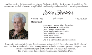 Anzeige von Else Stühler von MGO