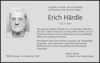 Anzeige von Erich Härdle von MGO