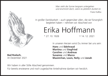 Anzeige von Erika Hoffmann von MGO