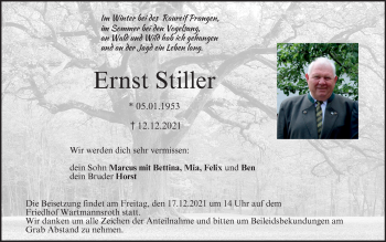 Anzeige von Ernst Stiller von MGO