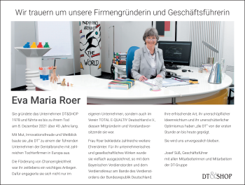 Anzeige von Eva Maria Roer von MGO