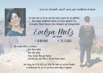 Anzeige von Evelyn Metz von MGO