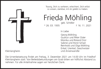 Anzeige von Frieda Möhling von MGO