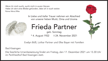 Anzeige von Frieda Partner von MGO