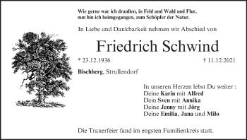 Anzeige von Friedrich Schwind von MGO