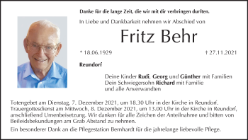 Anzeige von Fritz Behr von MGO
