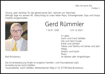 Anzeige von Gerd Rümmler von MGO