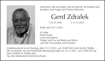 Anzeige von Gerd Zdralek von MGO