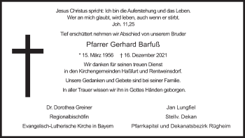 Anzeige von Gerhard Barfuß von MGO