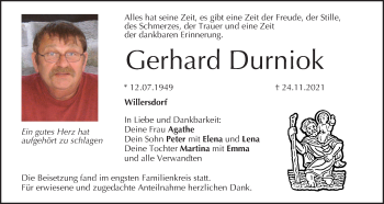 Anzeige von Gerhard Durniok von MGO