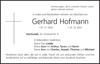 Anzeige von Gerhard Hofmann von MGO