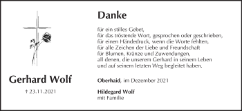 Anzeige von Gerhard Wolf von MGO