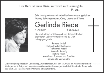 Anzeige von Gerlinde Riedel von MGO