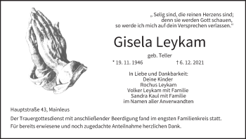 Anzeige von Gisela Leykam von MGO