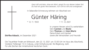 Anzeige von Günter Häring von MGO