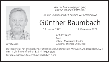 Anzeige von Günther Baumbach von MGO