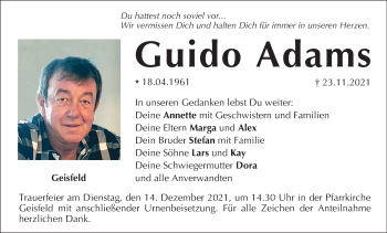 Anzeige von Guido Adams von MGO