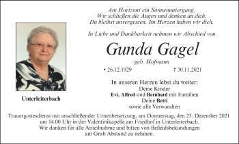 Anzeige von Gunda Gagel von MGO