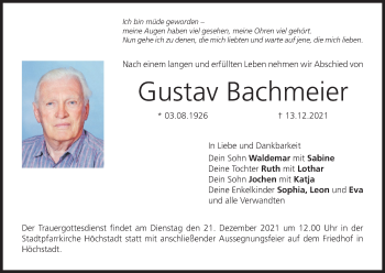Anzeige von Gustav Bachmeier von MGO
