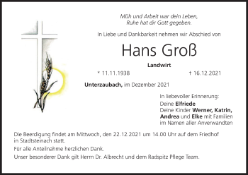 Anzeige von Hans Groß von MGO