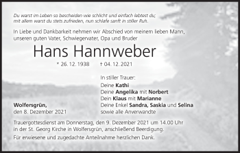 Anzeige von Hans Hannweber von MGO