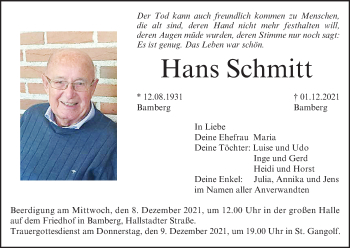 Anzeige von Hans Schmitt von MGO