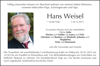 Anzeige von Hans Weisel von MGO