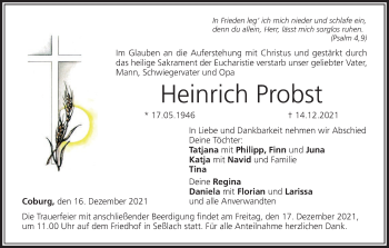 Anzeige von Heinrich Probst von MGO