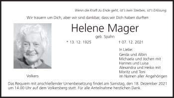 Anzeige von Helene Mager von MGO