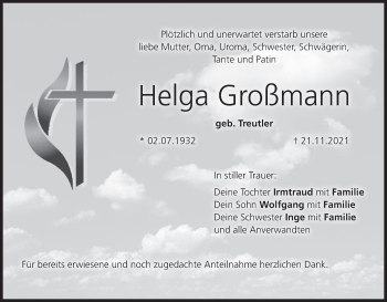 Anzeige von Helga Großmann von MGO