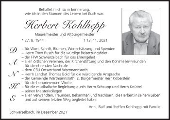 Anzeige von Herbert Kohlhepp von MGO