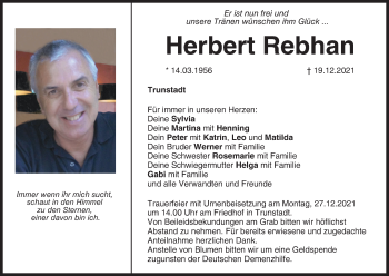 Anzeige von Herbert Rebhan von MGO