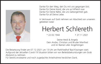 Anzeige von Herbert Schlereth von MGO