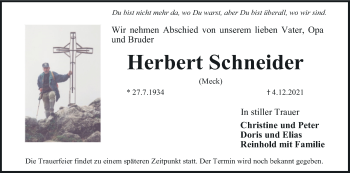 Anzeige von Herbert Schneider von MGO