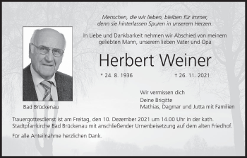 Anzeige von Herbert Weiner von MGO