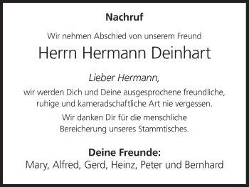 Anzeige von Hermann Deinhart von MGO