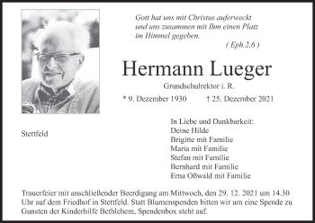 Anzeige von Hermann Lueger von MGO