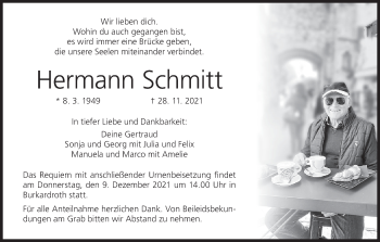 Anzeige von Hermann Schmitt von MGO